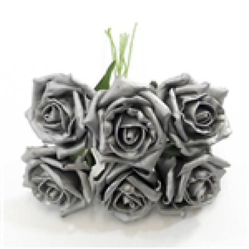 Foam Rose Bunch of 6 Pearlised Silver