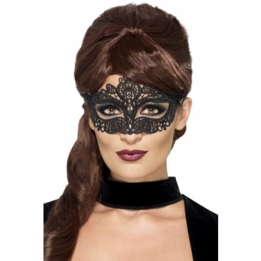 Embroidered Lace Filigree Eyemask Black