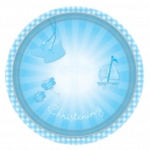 Christening Blue Booties Paper Plates 23cm 8pcs