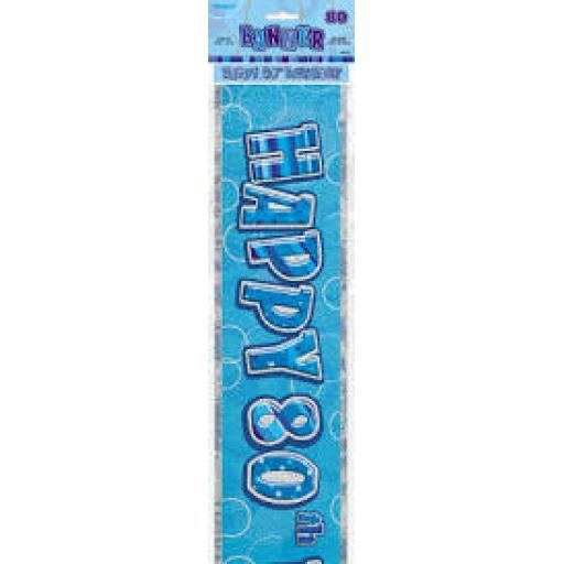 Blue Prizmatic H 80th Birthday Banner 3.6M