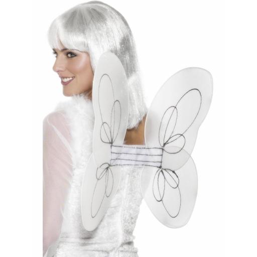 Angel Glitter Wings, White and Silver 50x30 cm