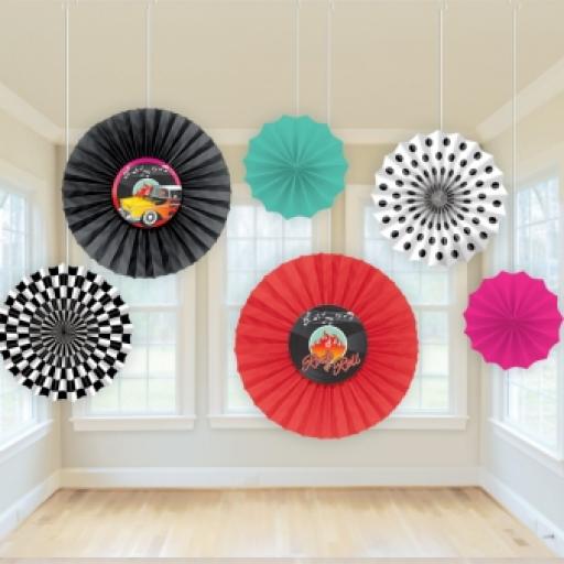 50s Classic Paper Fan Decoration Set