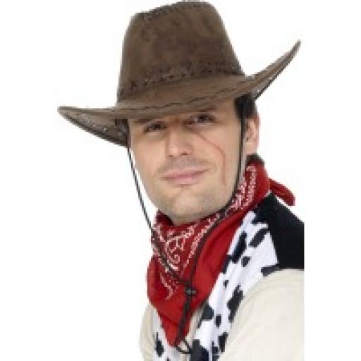 Suede Look Cowboy Hat Brown