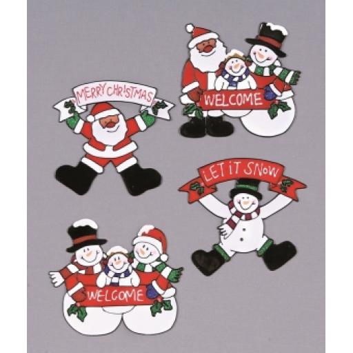 Christmas Window Sticker Assorted Character 16cm