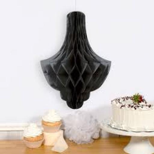 Honeycomb Paper Chandalier Decoration Black 14 inc