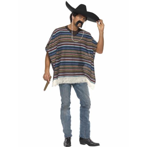 The Wildwest Authentic Looking Poncho Blue