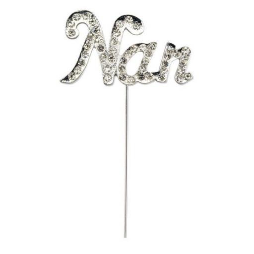 Diamante Nan On Silver Stem 6x4 cm