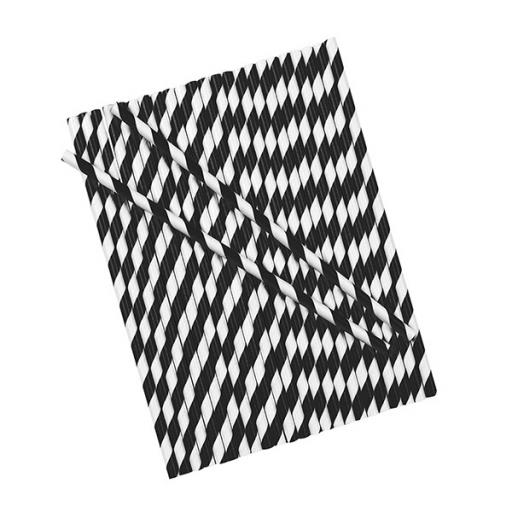 Candy Stripe Cake Pop Straws Black - 25