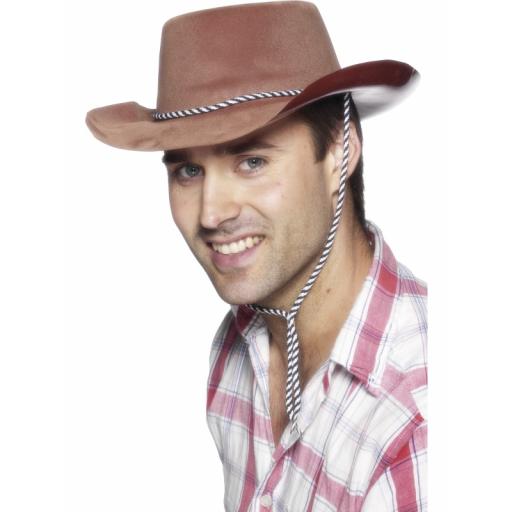 Cowboy Hat Flock Brown with Cord