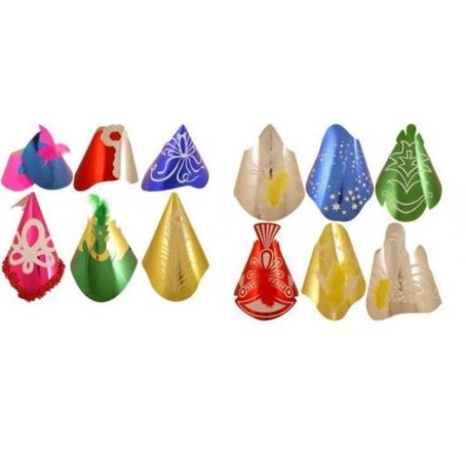 Novelty Foil Paper Hats Assorted Colours & Design