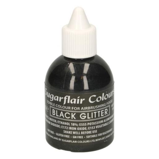 Sugarflair Colours Black Glitter - Edible Glitter Airbrush Liquid 60ml