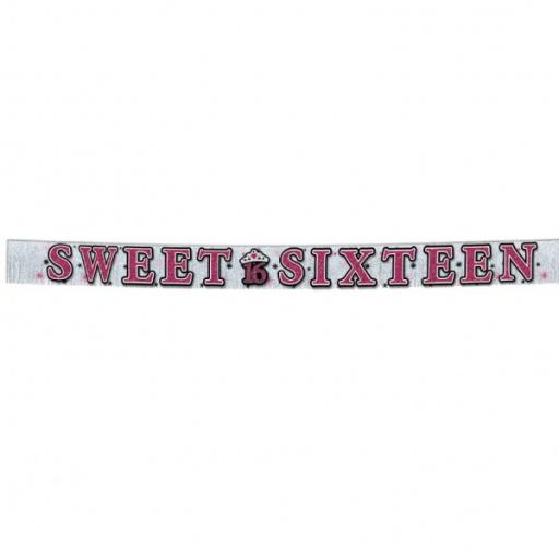 Sweet 16 Gliltter Fringe Letter Banner 3 m