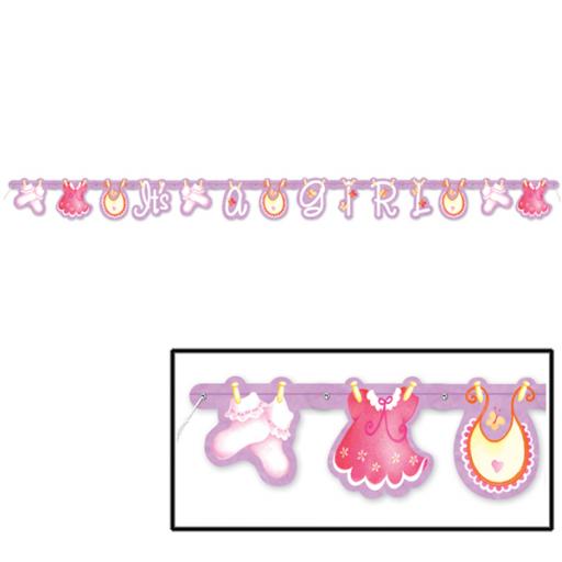 Pink Clothesline It s a Girl Letter Banner 1.57m