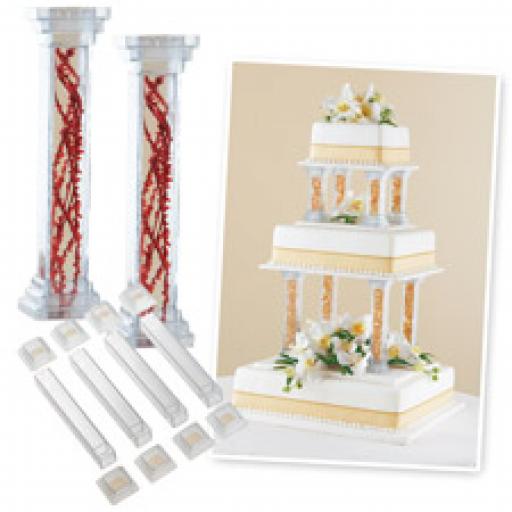 Wilton 6 Inch Fillable Pillars Clear Pk/4