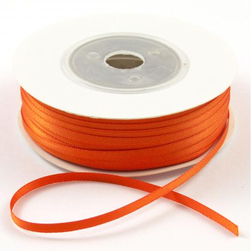 Double Sided Satin Ribbon 3mm x 1M Orange