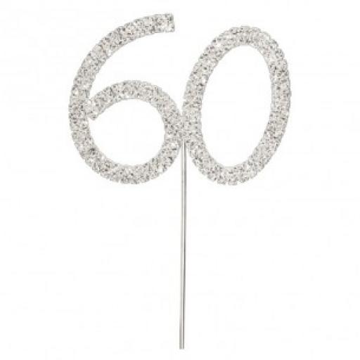 Diamante Number 60 Cake Topper Decoration