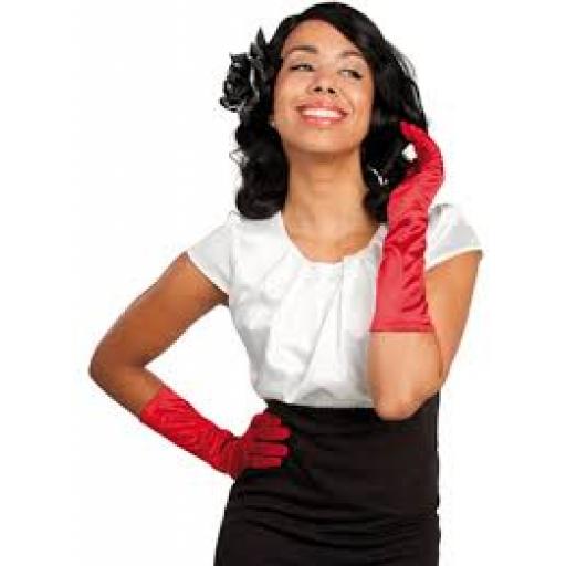 Elbow Gloves Monte Carlo Satin Red