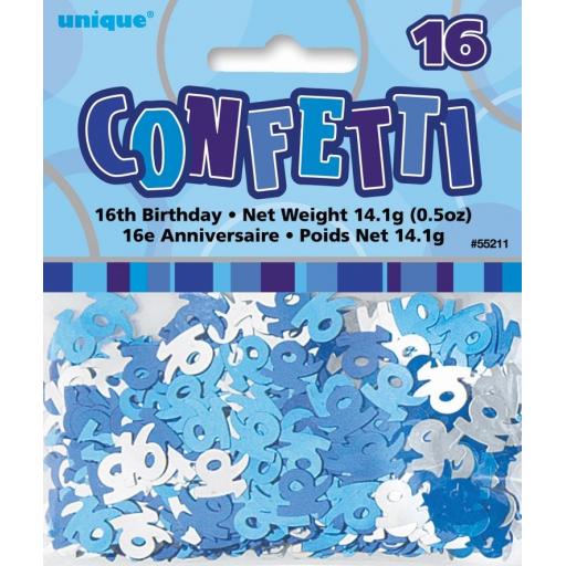 Blue Glitz Age 16 Birthday Table Confetti 14 Gram