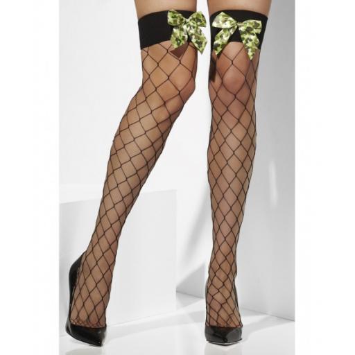 Diamond Net Hold Ups with Camo Bows Black