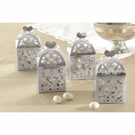 Silver Favor Lantern Boxes 50 pcs