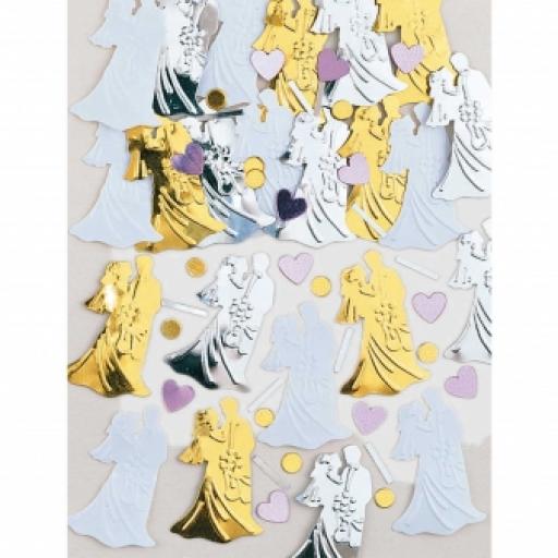 Bride/Groom Embossed Metallic Confetti 14g