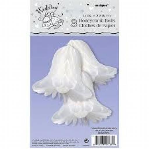 3 Honeycomb Bells White 9 inch