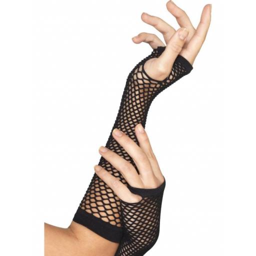 Fishnet Gloves, Long, Black