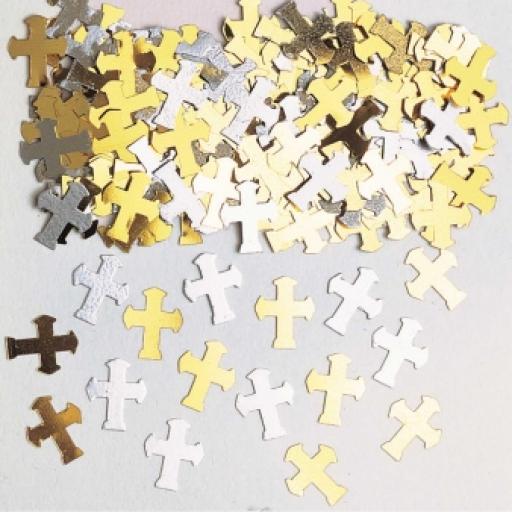 Crosses Gold & Silver Metaliic Confetti 14g