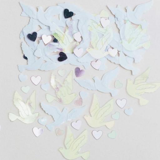 Wedding Doves Embossed Metallic Confetti 14g