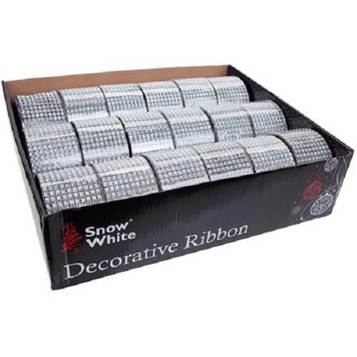 1.5M x 4cm Silver Squaress Ribbon