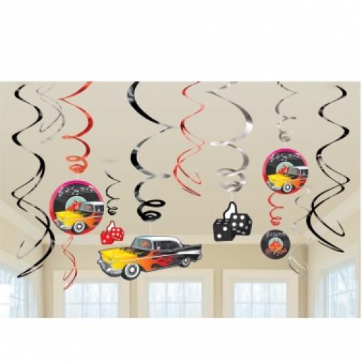 50s Classic Swirls Hanging Decorations 12pcs