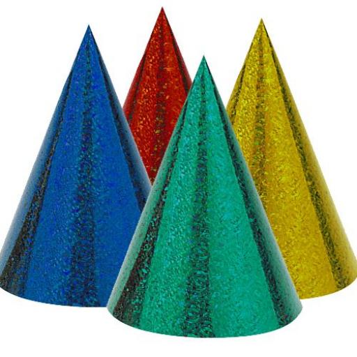 Prismatic Paper Cone Hats Assorted 8pcs