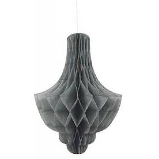 Honeycomb Paper Chandalier Decoration Grey 14 inc