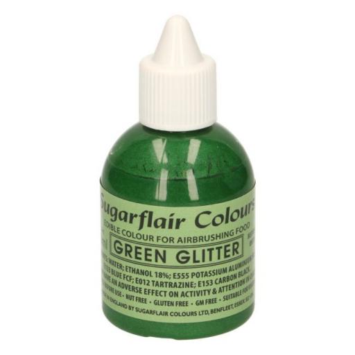 Sugarflair Colours Green Glitter - Edible Glitter Airbrush Liquid 60ml