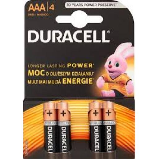 4 Duracell AAA Batteries +100% Extra Life