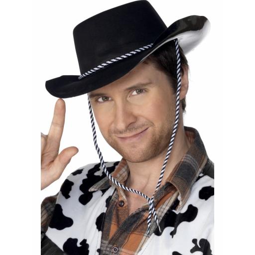 Cowboy Hat Flocked Plastic with Cord