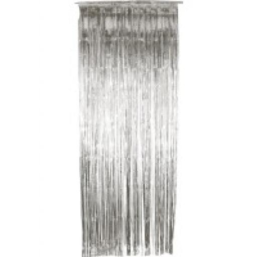 Silver Foil Shimmer Door Curtain 92cm x 244cm