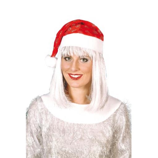 SANTA HAT SILVER GLITTER SNOWFLAKES BULK