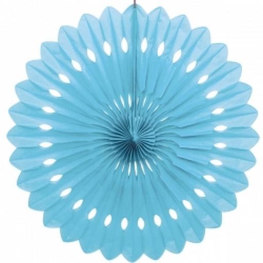 Decorative Paper Fan 16 inch Light Blue