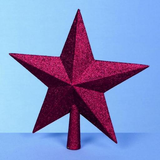 25cm Glitter Tree Top Star Red,Gold & Silver