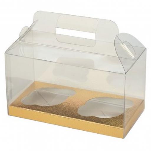 Double PVC/Gold Insertion Cupcake Box 180 x 90 x 100mm