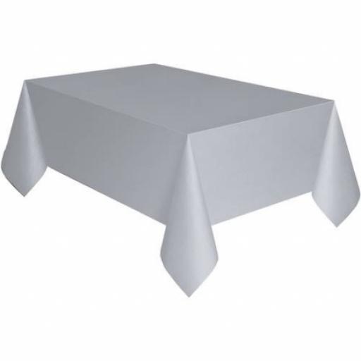 Plastic Tablecover Silver Oblong 54x108 inch