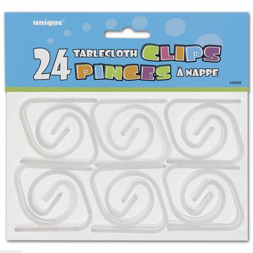 24 Tablecloth Clear Plastic Clips