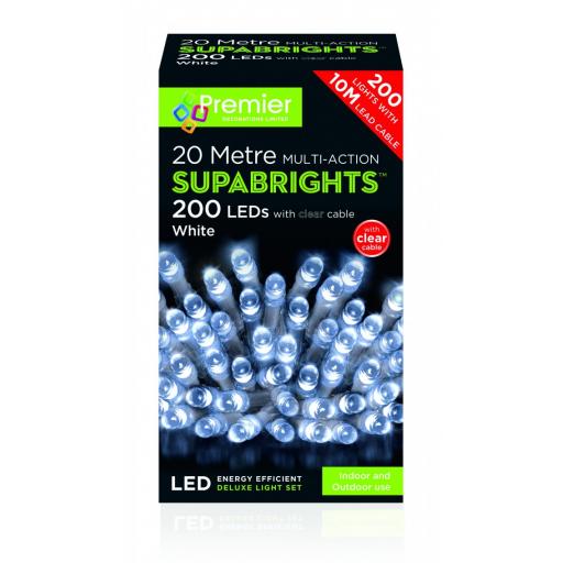 Supabrights Light 200 LED White with CLEAR Cable