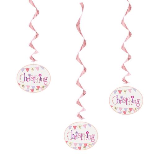 Pink Christening Hanging Decorations 3ct