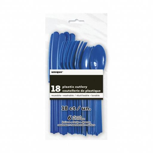 18 Royal Blue Plastic Cutlery