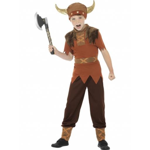 Viking Costume, Brown, with Top, Trousers & Hat