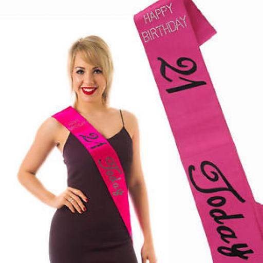 21 Today Pink Birthday Sash with Diamante