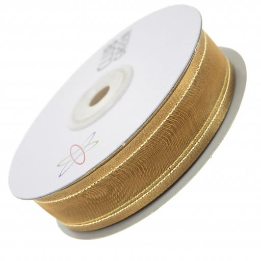 Organza Satin Edge Ribbon 23mm x 1M Gold/Gold