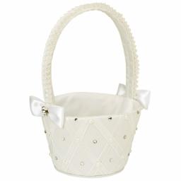 Satin round bridesmaid basket ivory